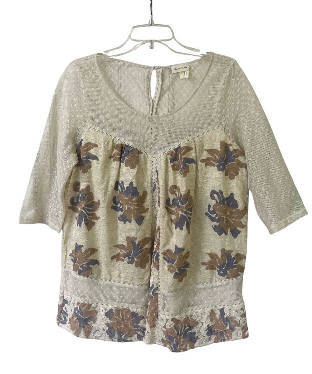 Anthropologie top by Meadow Rue floral & lace sz Large